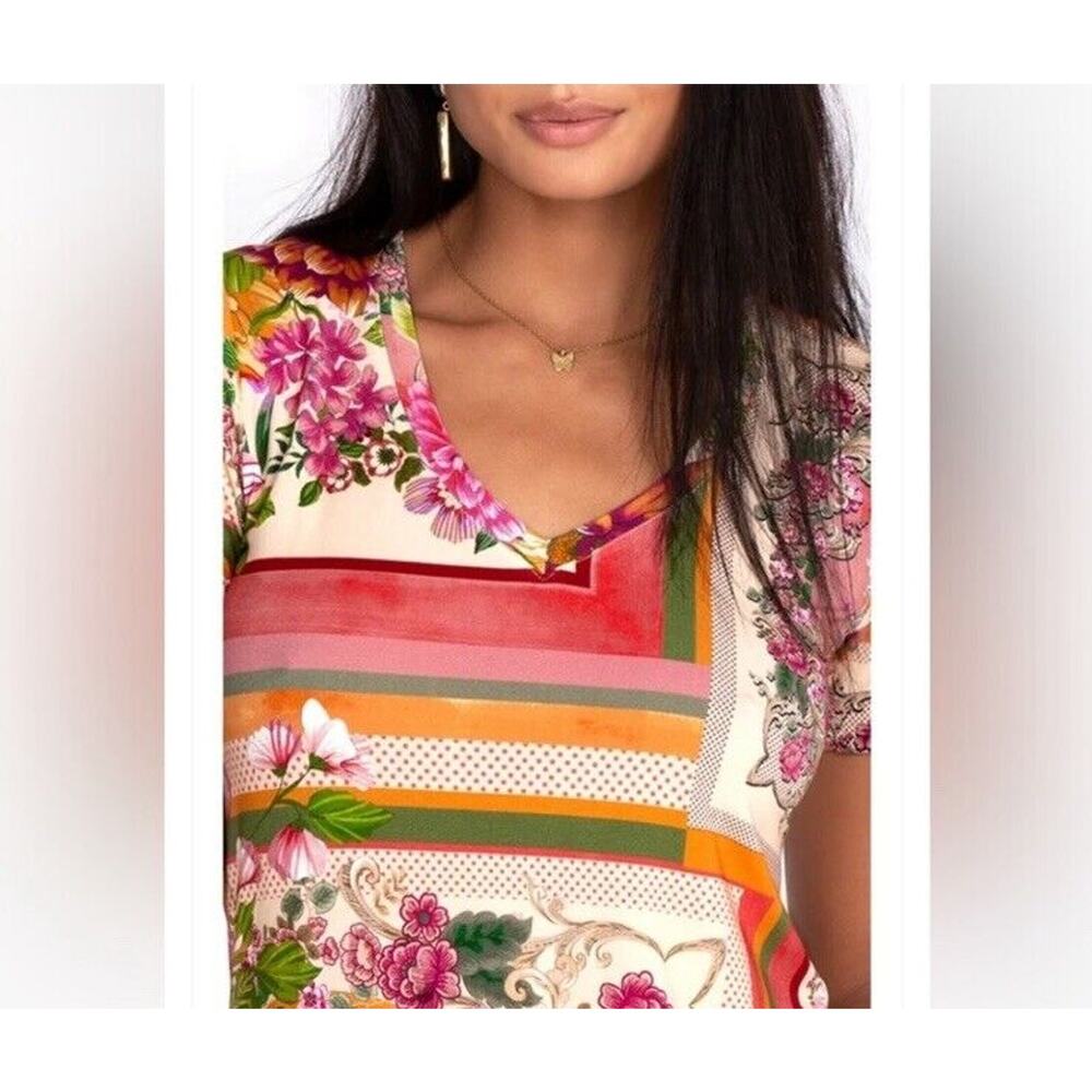 Johnny Was Multicolor Floral Short Sleeve Tee - Picture 4 of 9